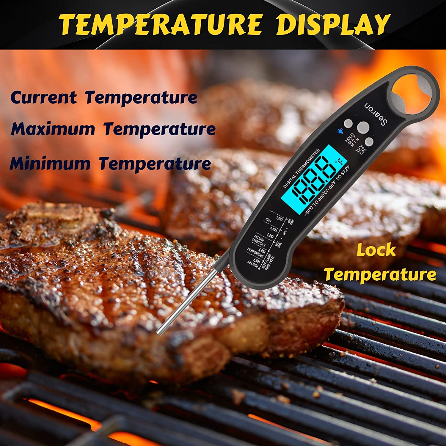 Digital Meat Thermometer Instant Read Out