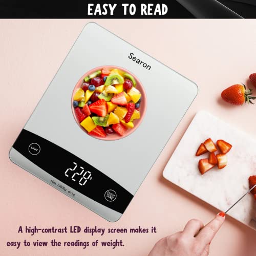Digital Food Kitchen Scale with Tempered Glass Panel