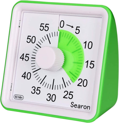 Visual Timer for Kids with Autism 3.07" Square 60 Minute Countdown Analog Timer