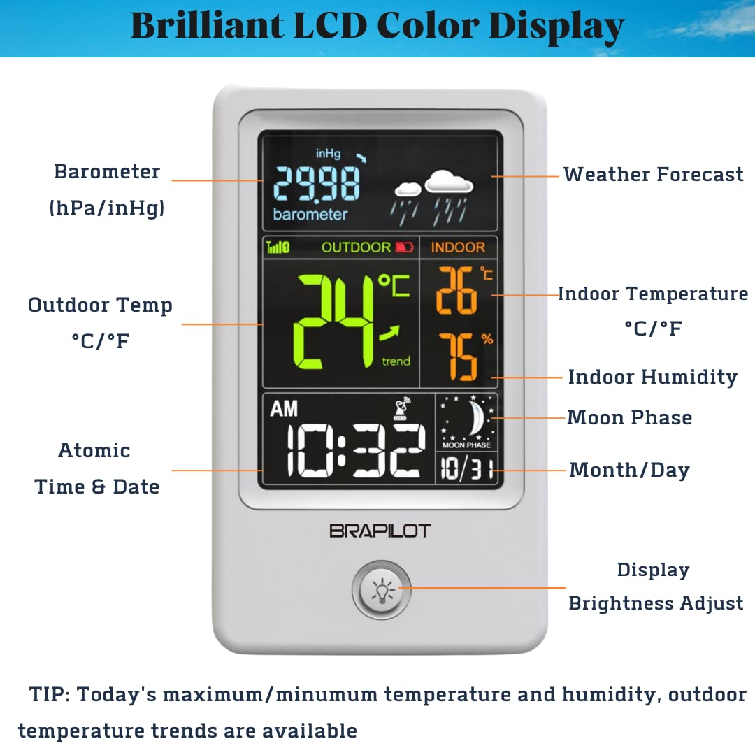 Wireless Weather Forecast Station and Thermometer for Indoor and Outdoor